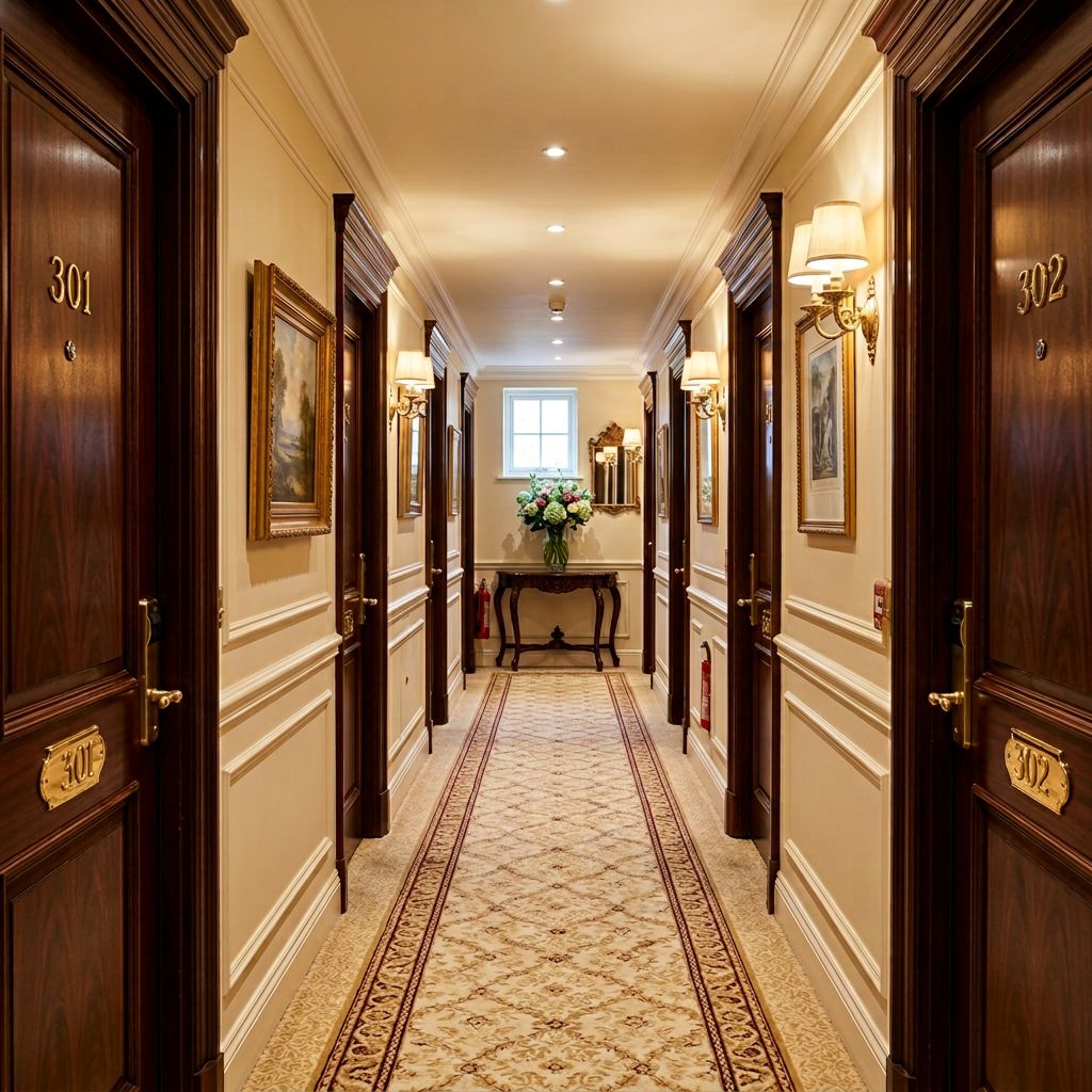 Royal Love House Hamburg – Eleganter Flur mit Zimmern